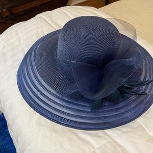 Women's Navy Kentucky Derby Fascinator Hat with Bow